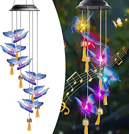 Photo 1 of ZHPLGH Butterfly Wind Chimes Gifts for Mom/Grandma Gifts/Birthday Gifts for mom, Outdoor Decor, Yard Decorations, Memorial Wind Chimes for Women
