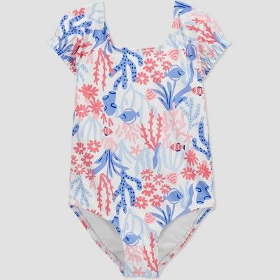 Photo 1 of Carter's Just One You® Toddler Girls' Coral Print One Piece Rash Guard --- 9M

