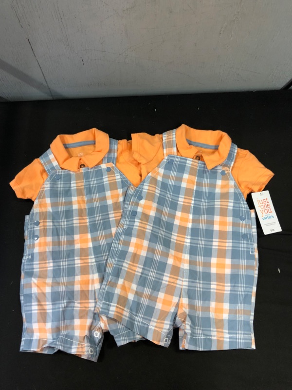 Photo 2 of Baby Boys' 2pc Plaid Top & Bottom Set - Just One You® Made by Carter's Orange/Blue-  -2 PACK- SIZE 6M
