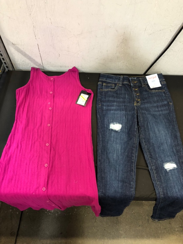 Photo 3 of 2PCS MISC CLOTHING ITEMS FOR GIRLS- ART CLASS DRESS- CAT N JACK JEANS- SIZE L(10/12)