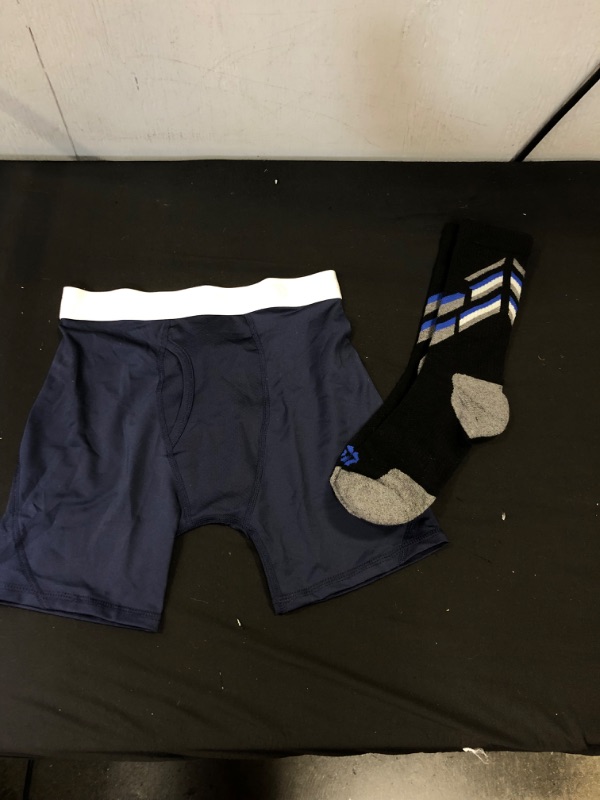 Photo 1 of 2 PCS MISC CLOTHING ITEMS- 1 PAIR OF SOCKS- 1 PAIR OF UNDERWEAR FOR BOYS- SIZE L