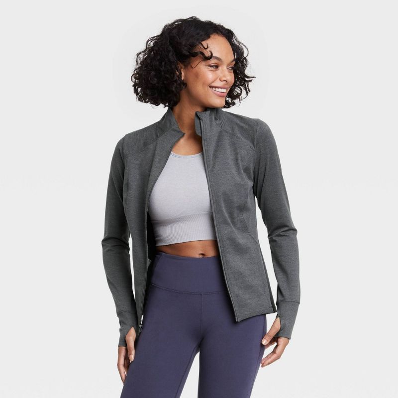 Photo 1 of 3PCS MISC WOMENS CLOTHING--Women's Zip-Front Jacket--Women's Stretch Woven Wide Leg Cargo Pants - All in Motion™--Women's Cozy Spacedye Longline Sports Bra - JoyLab™- SIZE XS



