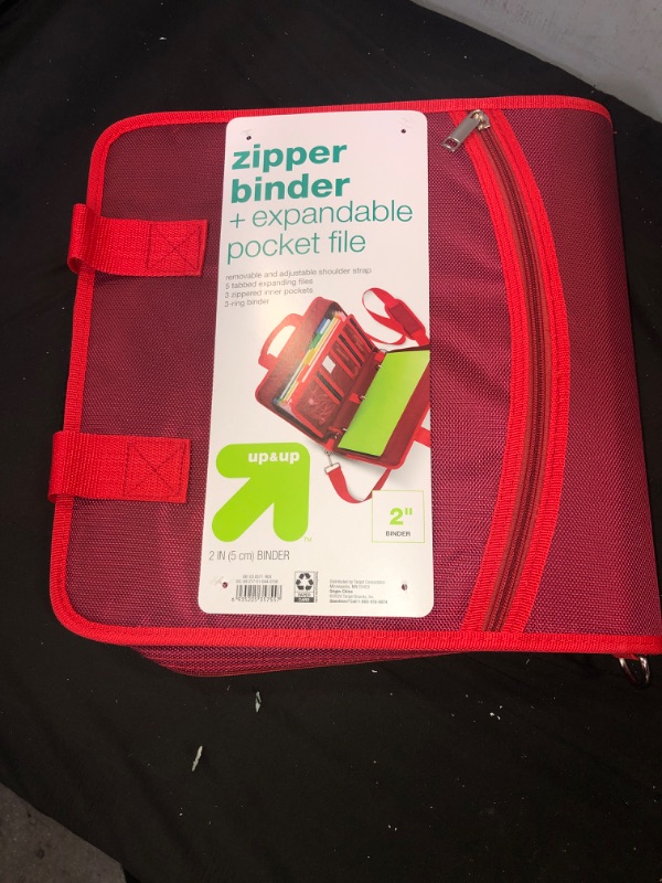 Photo 2 of 2" Ring Zipper Binder with Strap Red - up & up