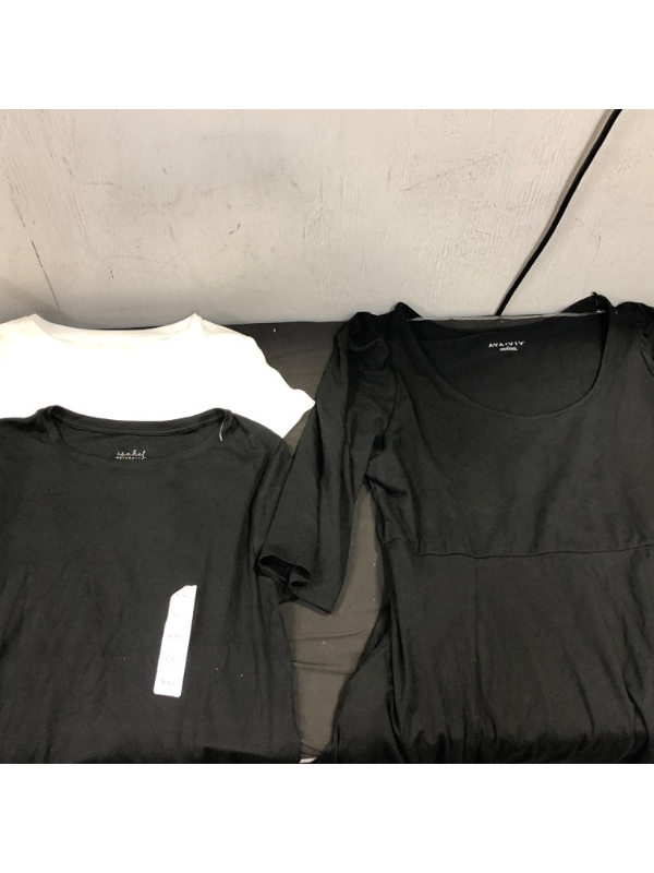 Photo 2 of  3 COUNT Short Sleeve Non-Shirred Maternity T-Shirt - Isabel Maternity by Ingrid & Isabel™ & Women's Plus Size 3/4 Sleeve Babydoll Dress - Ava & Viv™ SIZE 1X/XXL




