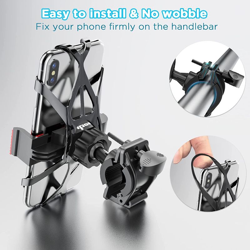 Photo 1 of  2ITEM COUNT Phone Mount, Bike Phone Mount Holder, IPOW Universal Cell Phone Bicycle & Motorcycle Handlebar Phone Holder,Compatible with Smartphones 13/12/11/X/XR/XS/8/7,Galaxy S20/S10/S9 & 2 Pcs Acrylic Baseball Holder, Softball Displays Sport Ball Displ