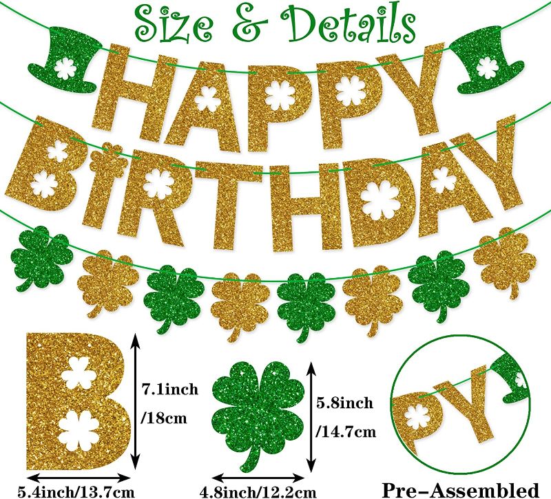 Photo 2 of 2 ITEM COUNT DUBEDAT Balloon Garland Arch Kit Green White Gold&Green Chrome Balloon Arch Baby Shower Birthday Wedding Any Party Decoration & NBjiuyin Happy Birthday Banner for St. Patrick’s Day Decorations Green Gold Glitter Garland St. Patrick’s Day Clov