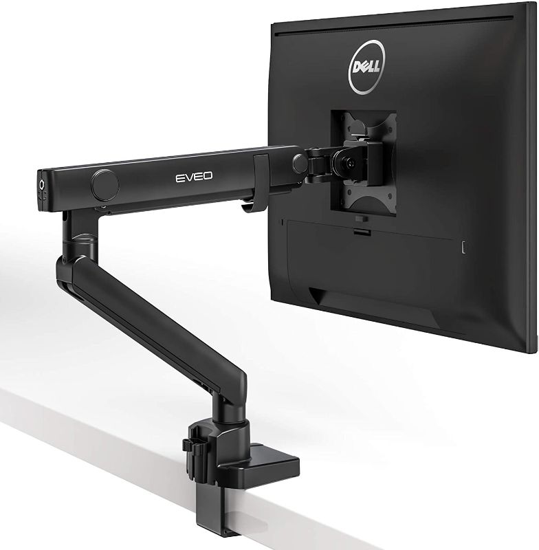 Photo 1 of EVEO Premium Single Monitor Arm - Adjustable Monitor Desk Mount - Full Swivel Single Monitor Mount Stand for 17 to 32 inch Computer Monitor Mount VESA Mount, Holds 17.6lbs/arm - Desk Monitor Mount
