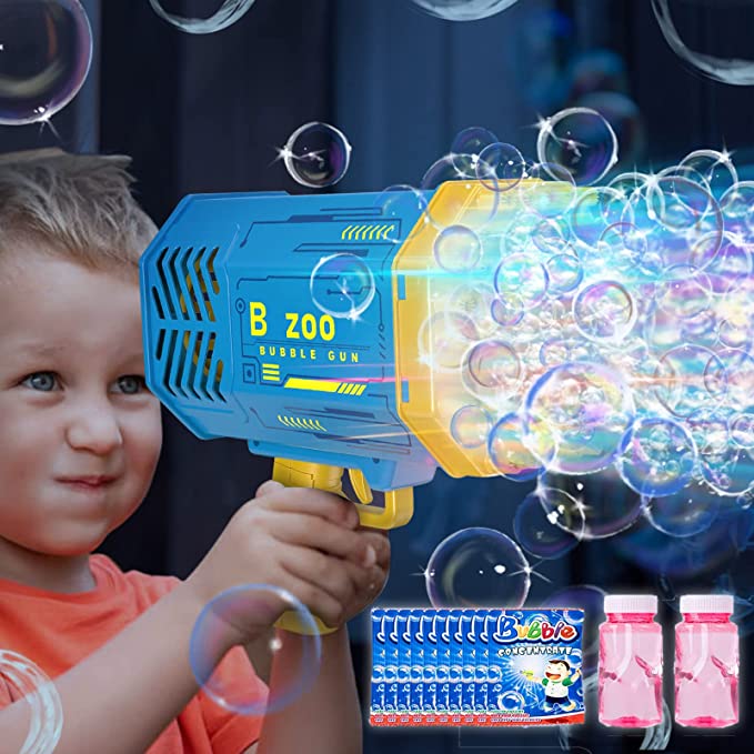Photo 1 of Bubble Machine Gun, Bubble Machine for Kids, 69 Holes Bubble Gun with Lights, Bubble Maker with Bubble Solution, Bubble Blaster Bubble Blower for Outdoor Indoor Activity