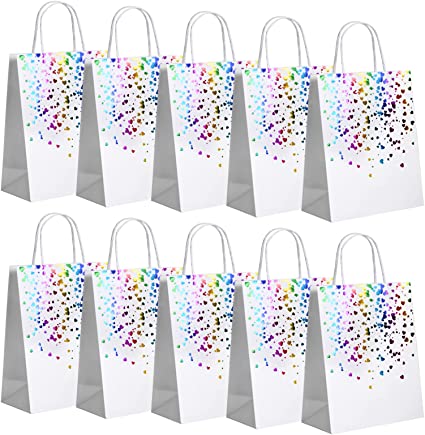 Photo 1 of 20Pcs Gift Bags for Mother's Day, Paper Gift Bag With Handle, White Bronzing Party Favor Bag, Party Treat Bag Goodies Bag Candy Bag for Wedding, Bridle Shower and Hen Party
