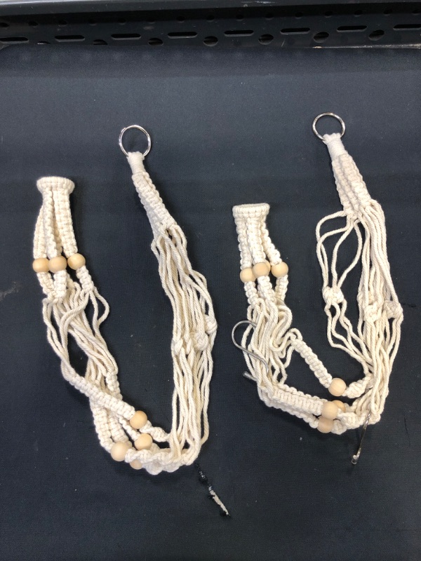Photo 2 of 2 Pack 29in & 33in Macramé Plant Hangers for Outdoor and Indoor Decoration Cotton Rope Planter Hangers Plaited by Hand-Made ?White?
