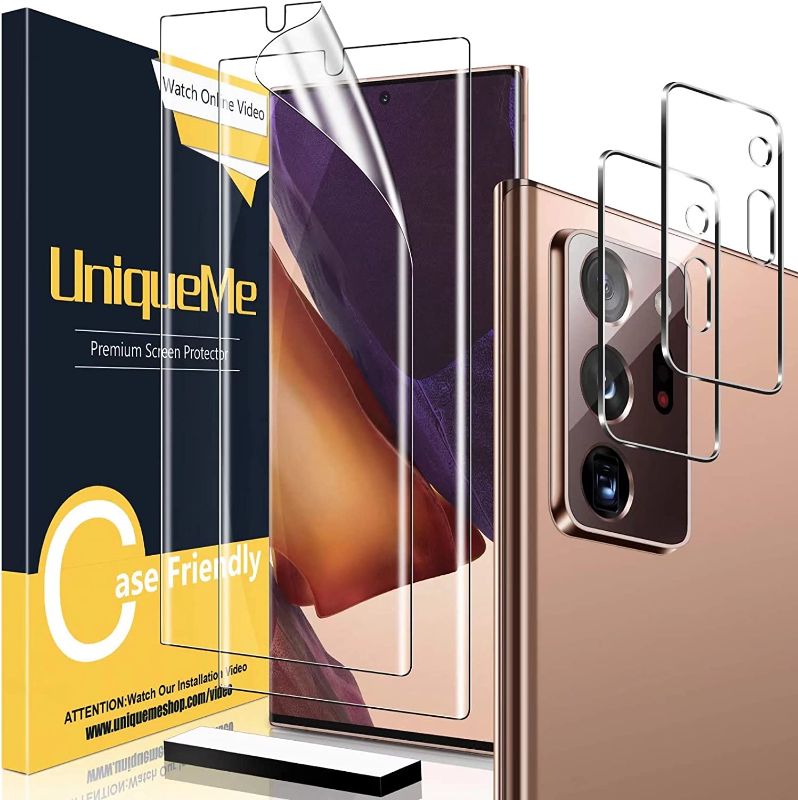 Photo 1 of [2+2 Pack] UniqueMe Compatible with Samsung Galaxy Note 20 Ultra 6.9 inch Soft TPU Screen Protector ?Not Glass?and Camera Lens Protector,HD Clarity [Case Friendly][Bubble Free] [Anti-slip tool]