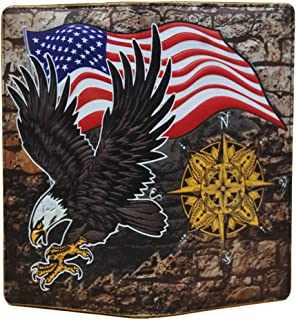 Photo 1 of Aliumani Black sale Friday deals Men's Long Leather Wallet USA Flag Slim with American Eagle Handmade Cow Napa Leather Extra Capacity Bi fold Wallet Credit Cards Slots with Zipper pouch(Mani1994)