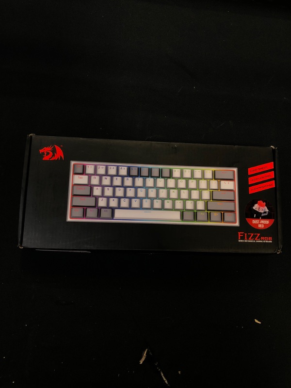 Photo 2 of Redragon K617 Fizz 60% Wired RGB Gaming Keyboard, 61 Keys Compact Mechanical Keyboard w/White and Grey Color Keycaps, Linear Red Switch, Pro Driver/Software Supported     
