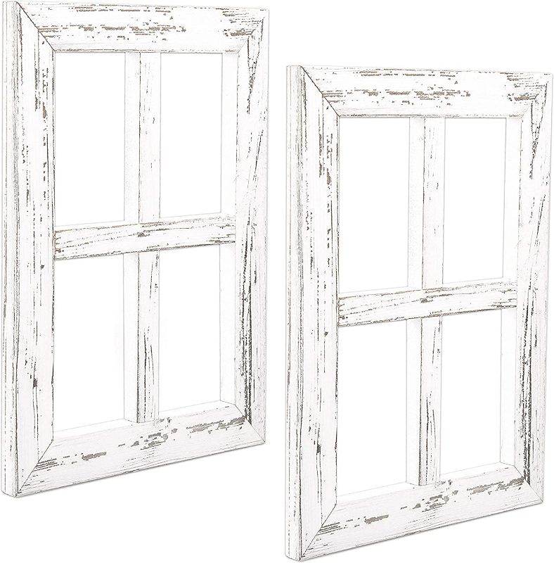 Photo 1 of Ilyapa Window Frame Wall Decor 2 Pack - Rustic White Wood Window Pane Country Farmhouse Decorations