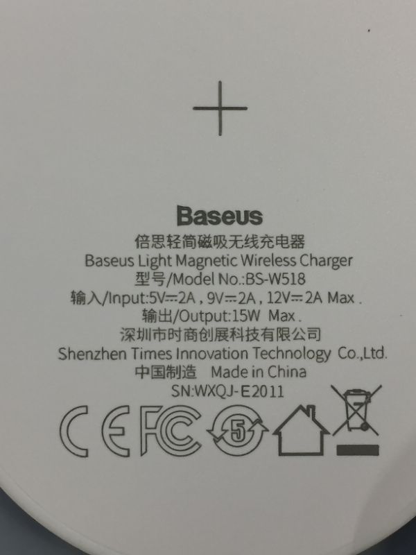 Photo 3 of Baseus Magnetic Wireless Charger, 15W Fast Charging Pad Compatible with MagSafe Wireless Charger for iPhone 13/13 Mini/13Pro/13Pro max/iPhone 12/12 Mini/12Pro max (White)

