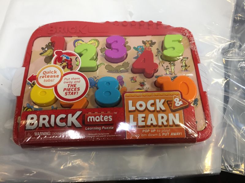 Photo 2 of Brick Mates – Lock & Learn – Numbers – Shape Sorter Matching Blocks Puzzle Stem Learning Toy Play Set Activity For Toddlers 2, 3, 4
