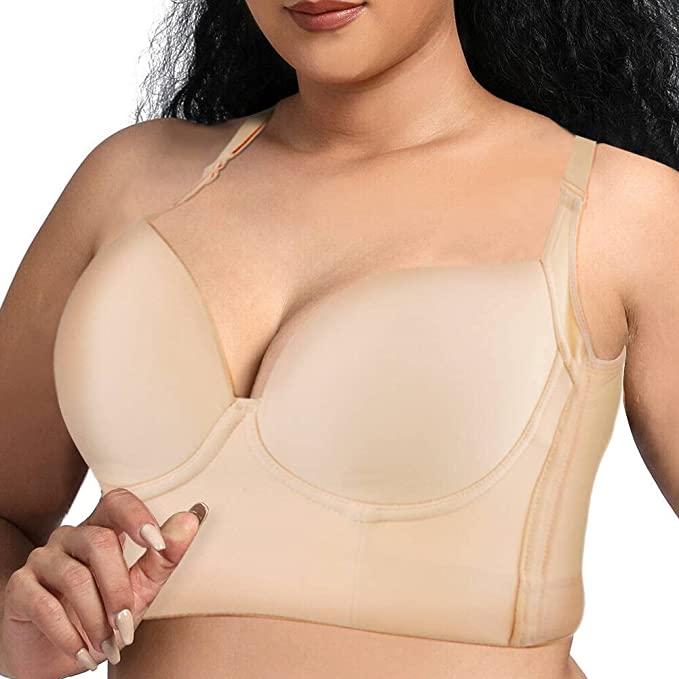 Photo 1 of FOCHRETEK Deep Cup Bra That Hides Back Fat, Concealed Back with Shapewear Combined with a Full Back Sports Bra, Nude Color SIZE 38B