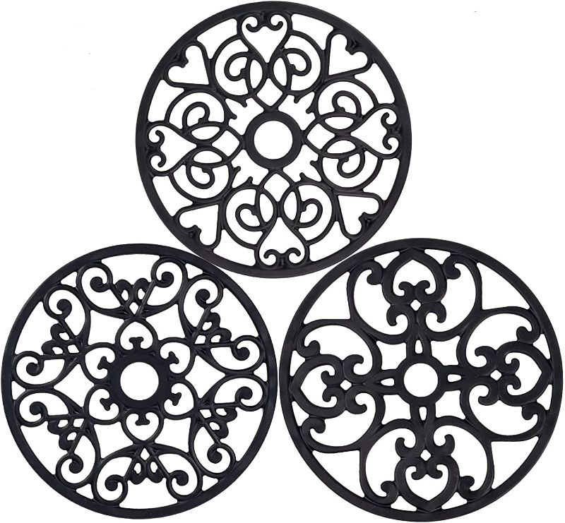 Photo 1 of 3 Packs 8" Premium Silicone Trivet Mat - Trivets for Hot Pots and Pans - Hot Pads for Kitchen - Silicone Pot Holders