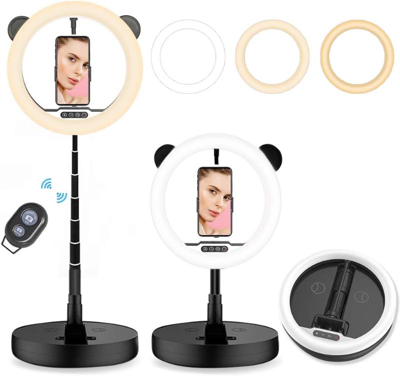 Photo 1 of 10" Selfie Ring Light with 65" Extendable Stand & Flexible Cell Phone Holder/Makeup, Portable Ring Light with Stable Stand for YouTube Video, Live Stream & Photography, Compatible with iOS & Android
