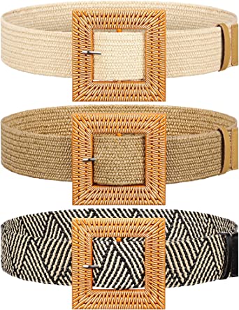 Photo 1 of 3 PIECES STRAW WOVEN BELT 
SIZE UNKNOWN 