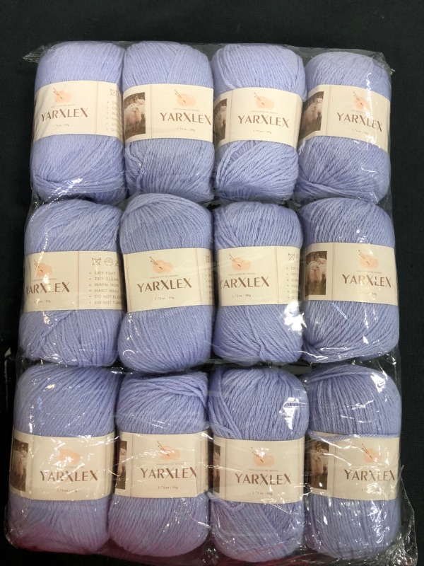 Photo 3 of YarXlex 100% Angora Wool Yarn for Crocheting, Luxurious and Soft Fluffy Hand Knitting Yarn - Lavender, 007 12 count 
