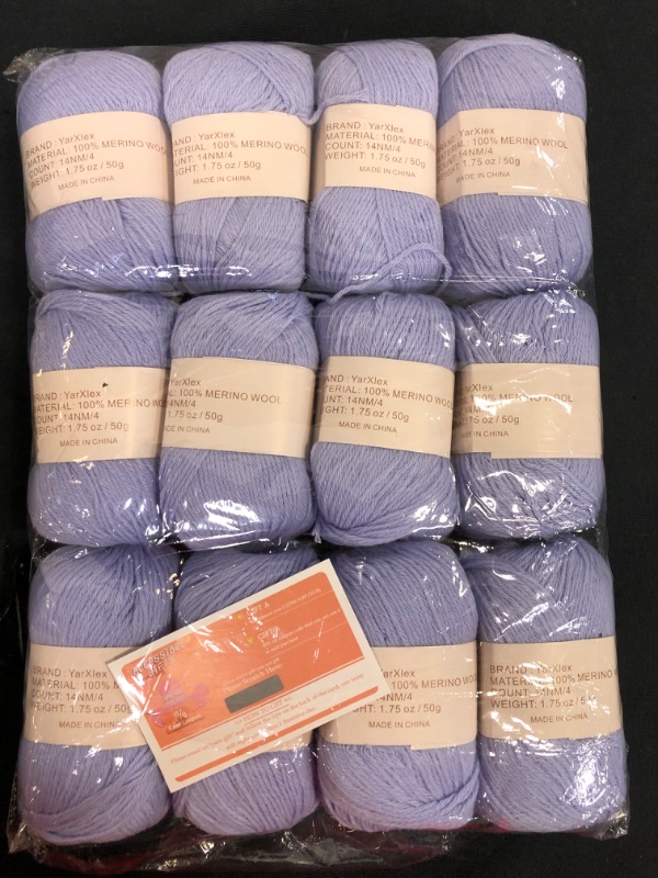 Photo 2 of YarXlex 100% Angora Wool Yarn for Crocheting, Luxurious and Soft Fluffy Hand Knitting Yarn - Lavender, 007 12 count 
