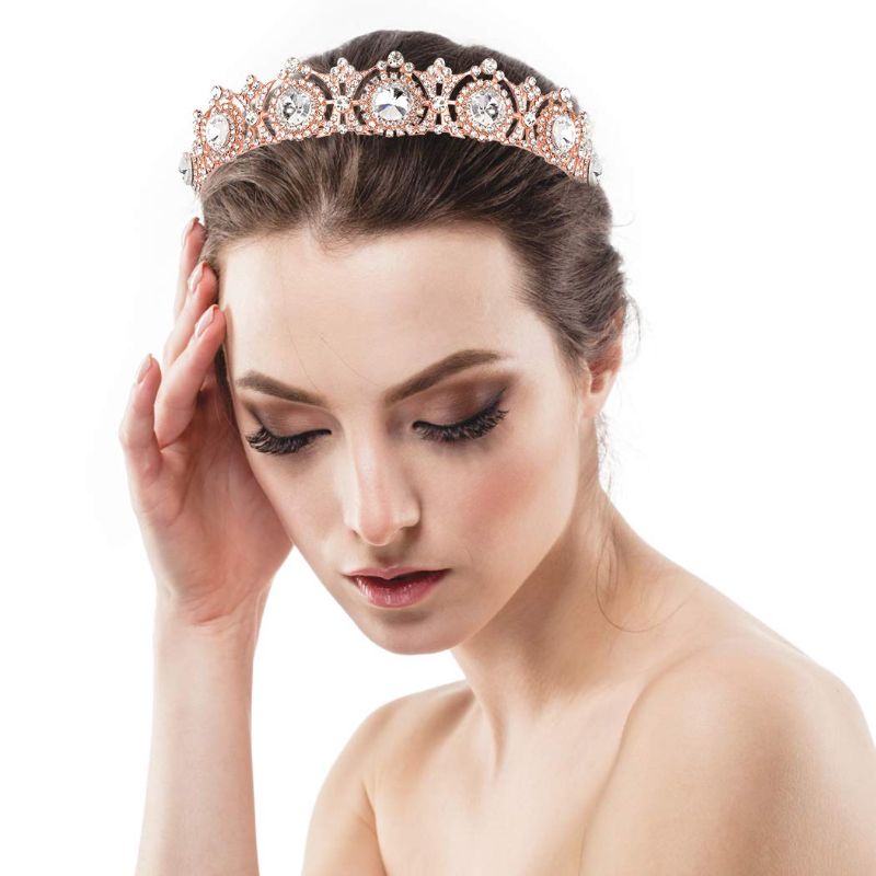 Photo 1 of COCIDE Rose Gold Tiara and Crown for Women Vintage Crystal Queen Headband Rhinestones Princess Tiaras Antique Hair Accessories for Bride Party Bridesmaids Bridal Prom Halloween Costume Cos-play Gifts
