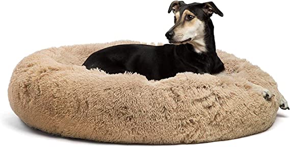 Photo 1 of  The Original Calming Donut Cat and Dog Bed in Shag Fur Taupe,