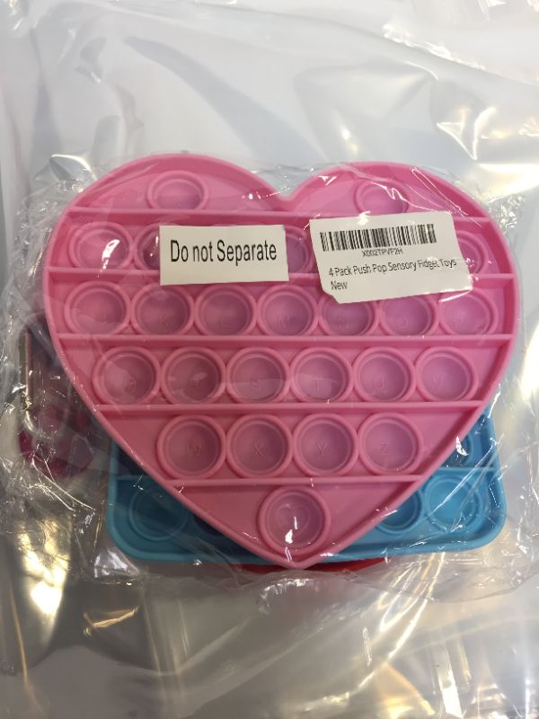 Photo 2 of 4 PCS Push Pop Bubble Fidget Sensory Toy - Simple Dimple Pop Its Fidget Toy Rainbow Circle Pink Heart & Blue Square Combo 
