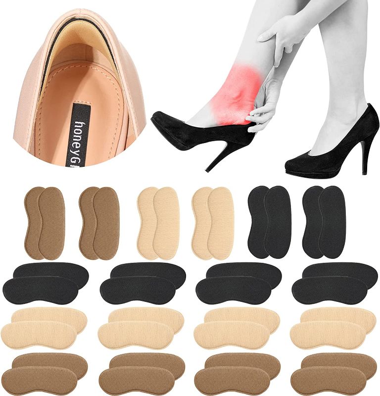 Photo 1 of 18 Pairs Heel Grips Liner Non-Slip Heel Cushions Self-Adhesive Foot Protector Grips Inserts for Shoes Too Big Heel Pads Snugs Fillers Prevent Heel Slipping for Men Women (Black, Nude Color, Brown)

