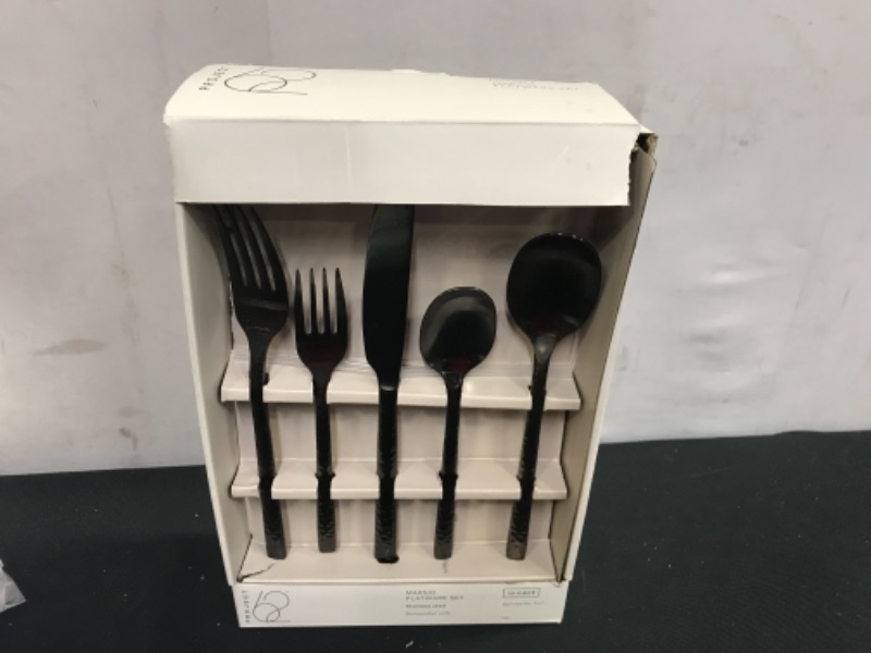 Photo 2 of 20pc Stainless Steel Marsio Matte Silverware Set Black - Project 62---damage box 