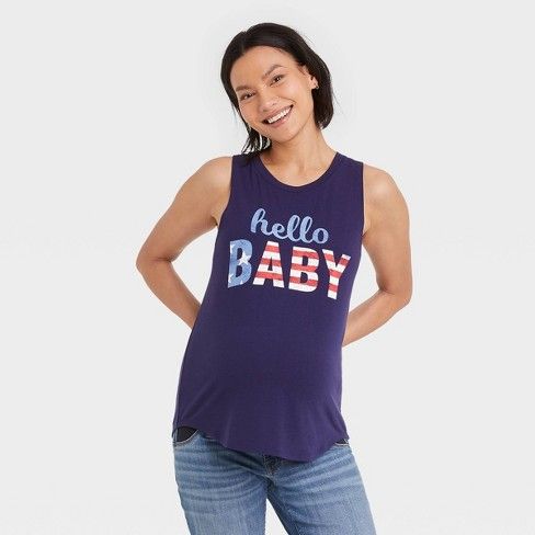 Photo 1 of Americana Hello Baby Graphic Maternity Tank Top - Isabel Maternity By Ingrid & Isabel SIZE XXL