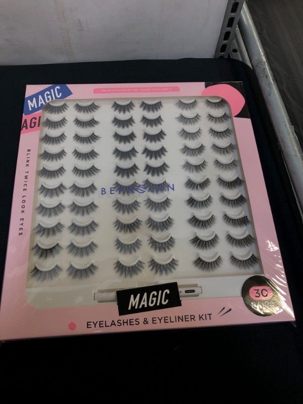 Photo 1 of BEPHOLAN 30 PAIRS EYELASHES PACK WITH 2 MAGIC EYELINER GLUE