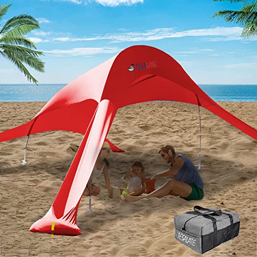 Photo 1 of Beach Canopy Tent Portable Sun Shade Cabana Shelter Camping Pop Up Tents 10 x 10 FT Cool Vacation Travel Necessities
