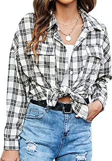 Photo 1 of Blooming Jelly Women's Button Down Flannel Shirts Plaid Shacket Long Sleeve Collared Business Casual Tops Work Blouses
MEDIUM 