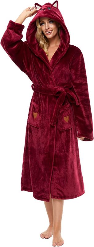 Photo 1 of ccko Plush Robes For Women, Womens Robe Long, Fuzzy Fluffy Soft Fleece Hooded Bathrobe ---- xl
 