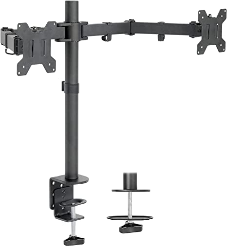 Photo 1 of VIVO Dual Monitor Desk Mount, Heavy Duty Fully Adjustable Stand, Fits 2 LCD LED Screens up to 30 inches, Black, STAND-V002