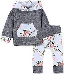 Photo 1 of 2pc infant baby girl clothes long sleeve hoodie with floral pants  --- size 70 