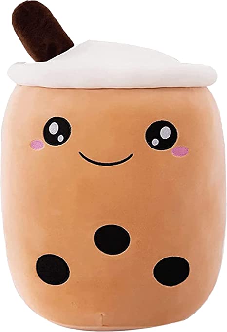 Photo 1 of 19.6inch Bubble Tea Plush Pillow Soft Plush Stuffed Toy Boba Cup Shape Doll Pearl Milk Tea Cartoon Cute Plush Toys (Brown, 50cm/19.6inch)
