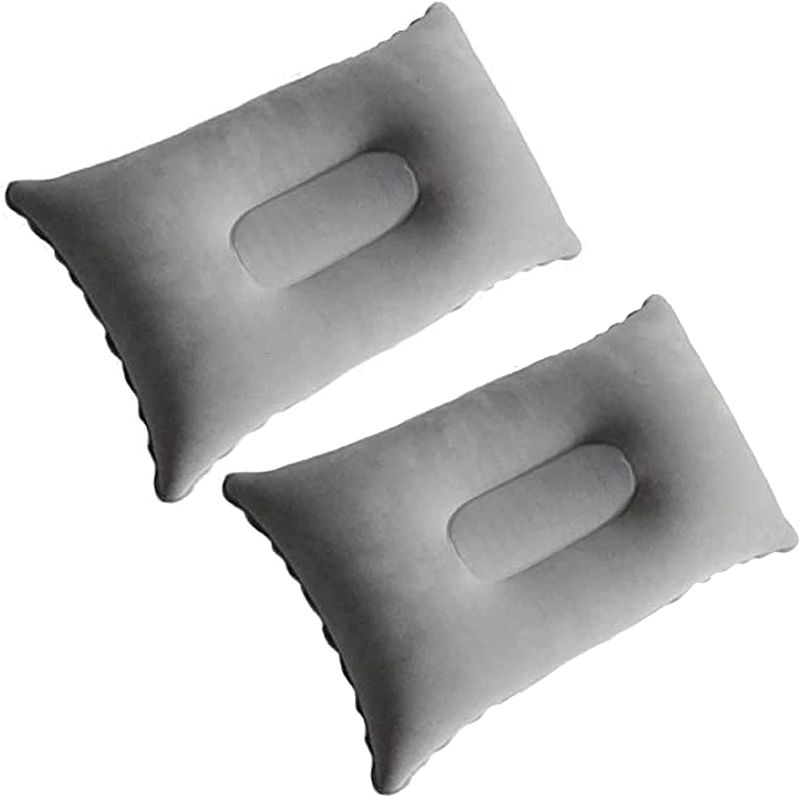 Photo 1 of 2 Pack Ultralight Inflatable Pillow Small Squared Flocked Fabric Air Pillow for Hiking,Camping,Traveling,Napping,Desk Rest,Neck Lumbar Support