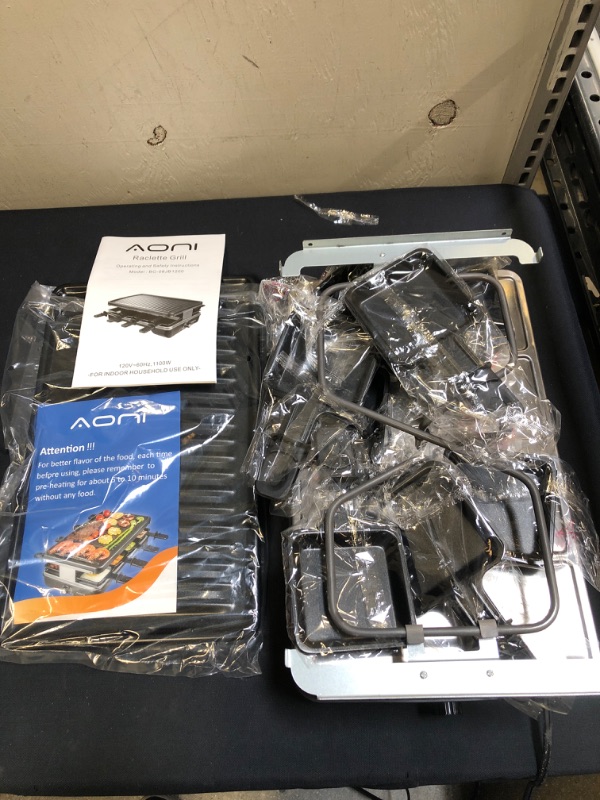 Photo 1 of AONI Electric Raclette Grill Smokeless Party Grill Electric BBQ Grill with Non-Stick Grilling Surface