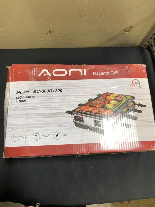 Photo 1 of AONI Electric Raclette Grill Smokeless Party Grill Electric BBQ Grill with Non-Stick Grilling Surface