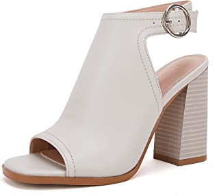 Photo 1 of Ermonn Women‘s Cutout Peep Toe Stacked Heeled Sandals Ankle Strap Buckle Booties
