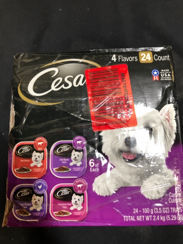 Photo 3 of Cesar Wet Dog Food Variety Pack, (24 PACK) 3.5 oz. Trays
EXP 04/2023
