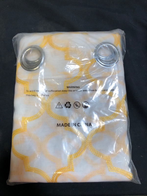 Photo 3 of Yellow and White Embroidered Sheer Curtains 45 Inch Length Moroccan Faux Linen Sheer Grommet Curtain Drapes for Farmhouse Bedroom Room 2 Pack 52Wx45L
FACTORY SEALED