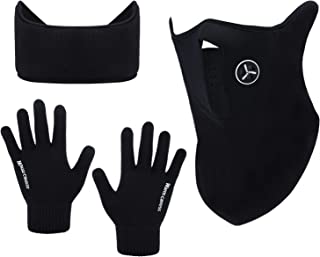 Photo 1 of 3 Pieces Winter Face Mask Ear Warmer Headband Touch Screen Gloves for Cold Winter ONE SIZE FITS MOST
