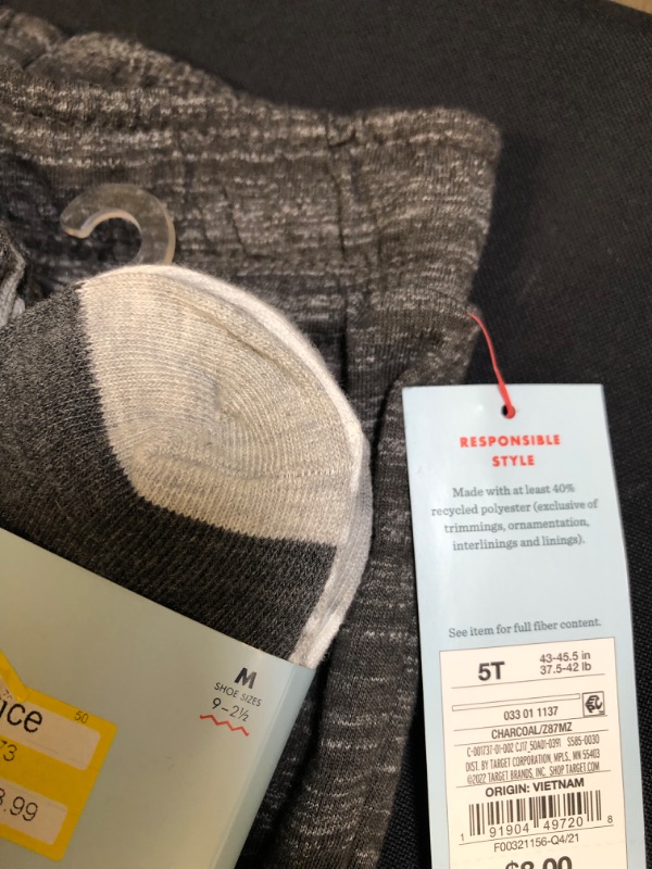 Photo 1 of 2 PC LOT, CAT AND JACK JOGGERS AND SOCKS BUNDDLE SIZES  5T, M 9-2 1/2

