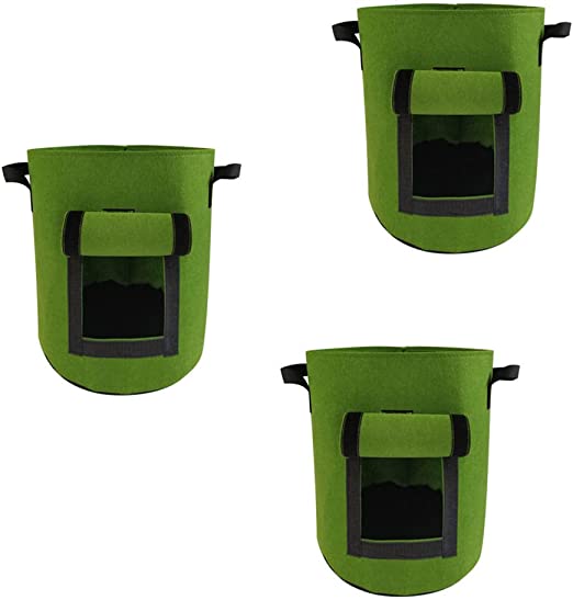 Photo 1 of 2 Potato Grow Bag,7 Gallon Felt Potatoes Growing Containers with Handles&Access Flap for Vegetables, Tomato,Carrot, Onion,Fruits,Plants Planting Planter 3 Pack-Green