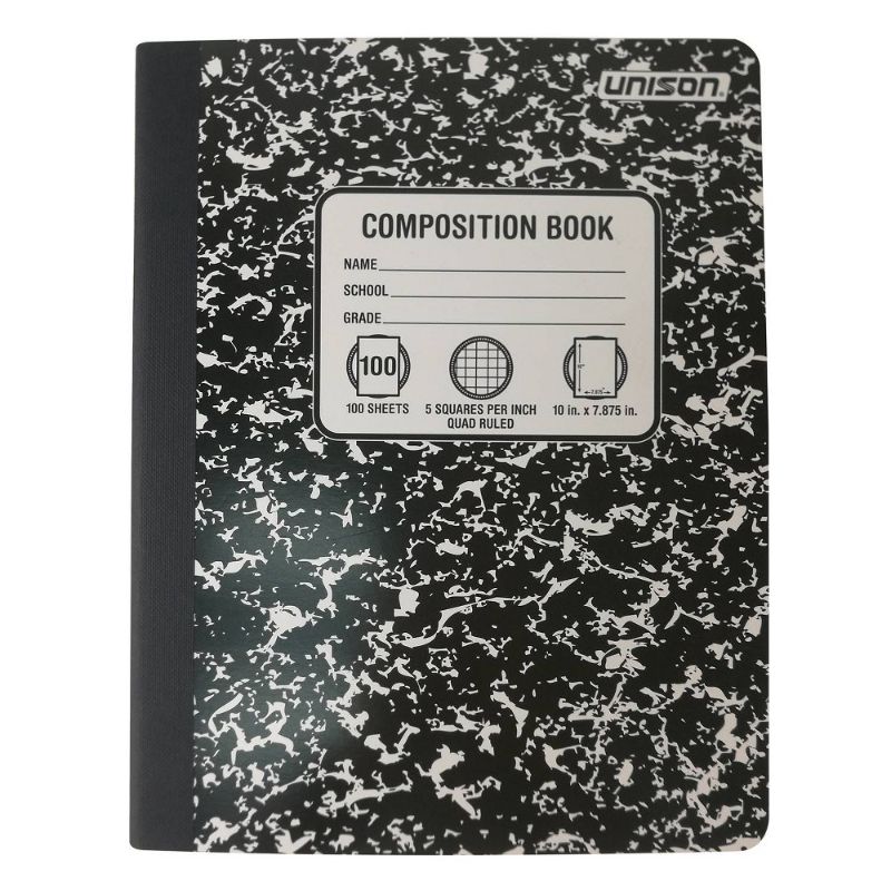 Photo 1 of 24PC Graph Ruled Solid Composition Notebook Black - Unison
