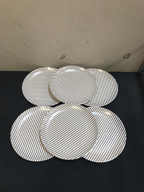 Photo 1 of 6 PC STRIPED HEARTH AND HAND WITH MAGNOLIA PLATES BAMBOO MELAMINE